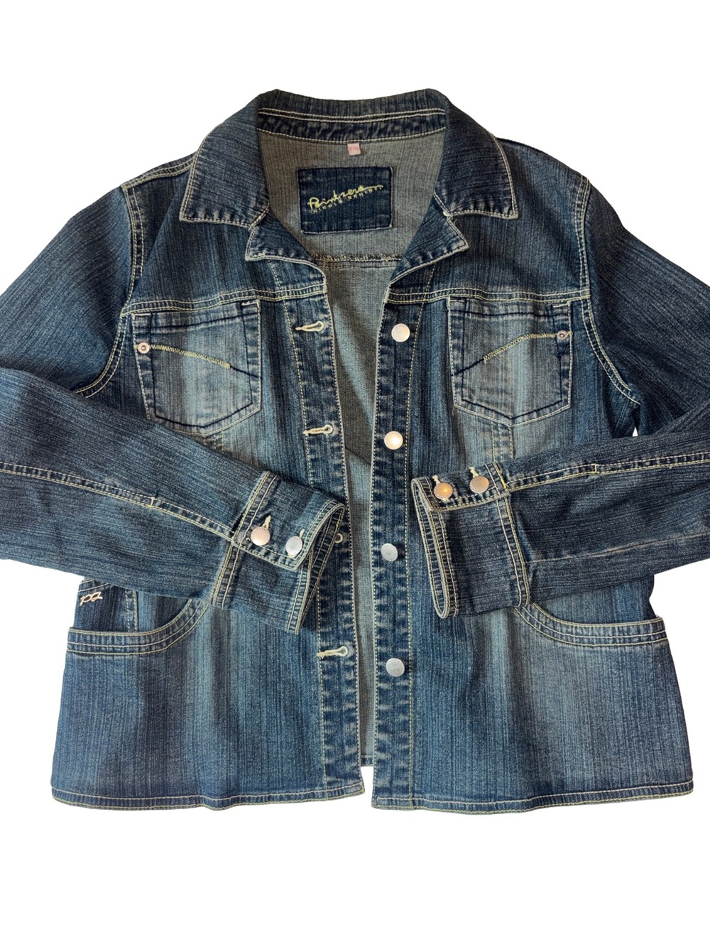 Vintage y2k Blue and green Denim Jean Jacket by Rewind woman